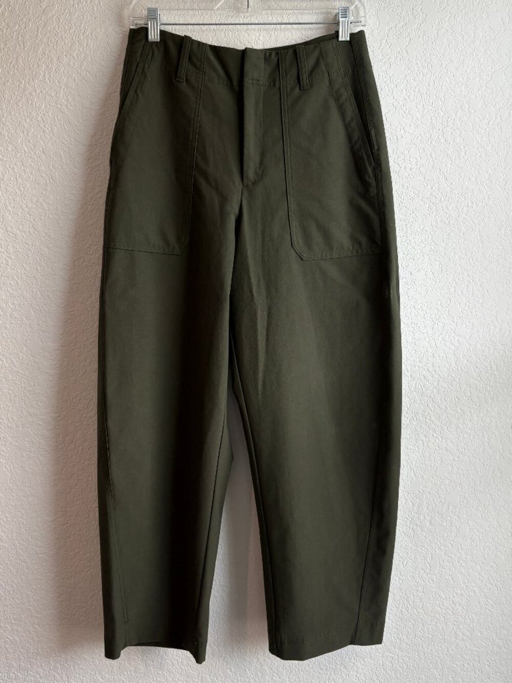 Skyline High Rise Barrel Leg Pant Olive Stretch Size 10